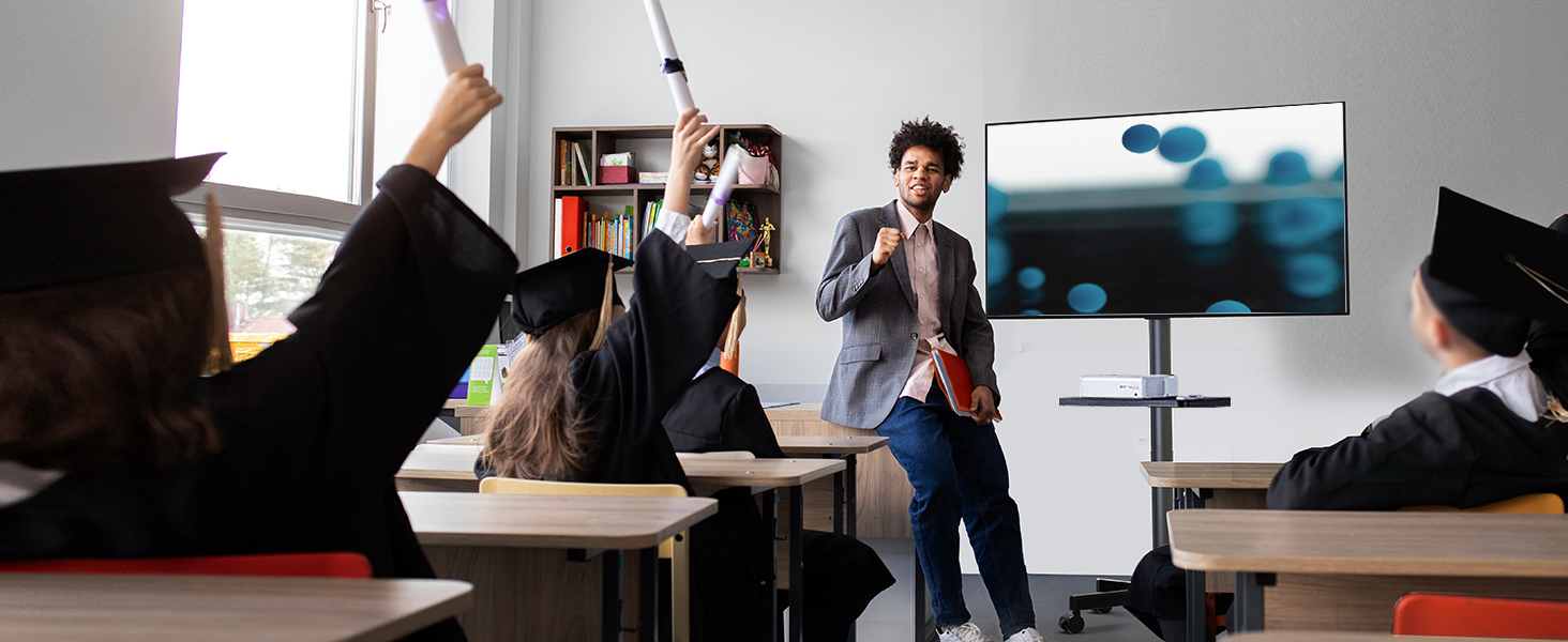 Підставка для телевізора на колесах для 32-65 дюймів, чорна, до 40 кг, VESA 400x400 мм