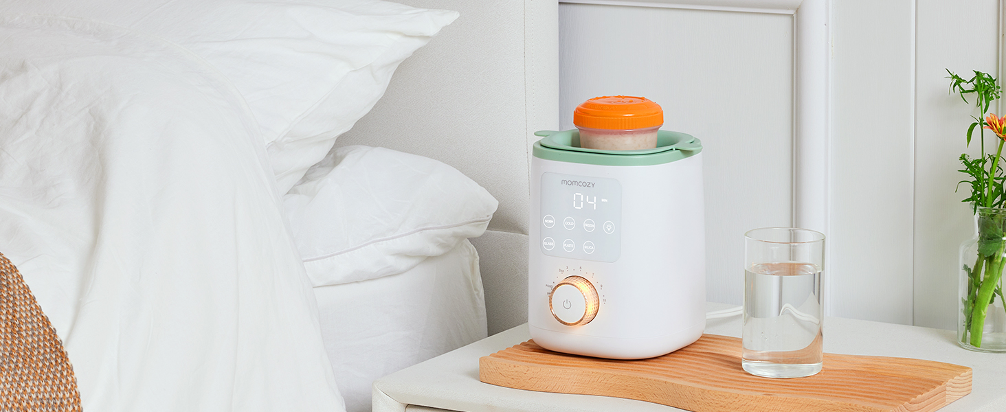 Momcozy Нагрівач для пляшечок Momcozy Nutri-Flaschenwärmer - 9-в-1 з точним контролем температури, нічним світлом, швидким нагрівом та автоматичним вимкненням. Сумісний з усіма пляшками.