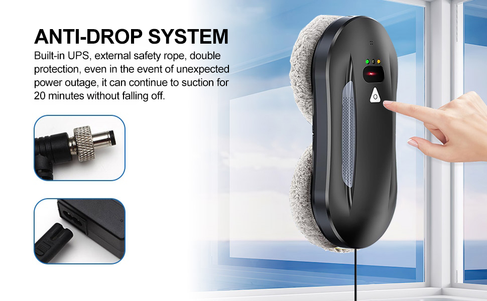 Робот для миття вікон Oamger 5600Pa з подвійним розпиленням, пультом керування та системою розумної навігації | Для внутрішніх та зовнішніх вікон