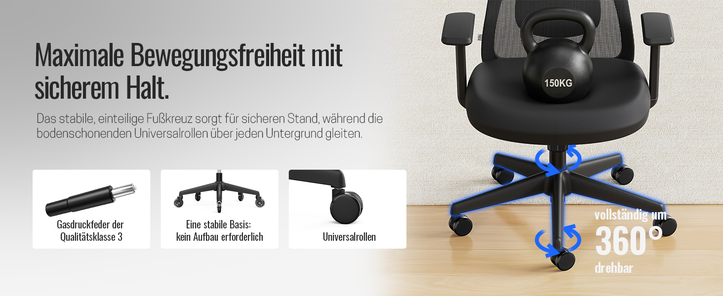 Yaasa Chair Plus: Ергономічне офісне крісло з підголівником, 2D-підтримкою попереку та 4D-підлокітниками. Переможець тесту! Чорний, до 150 кг.