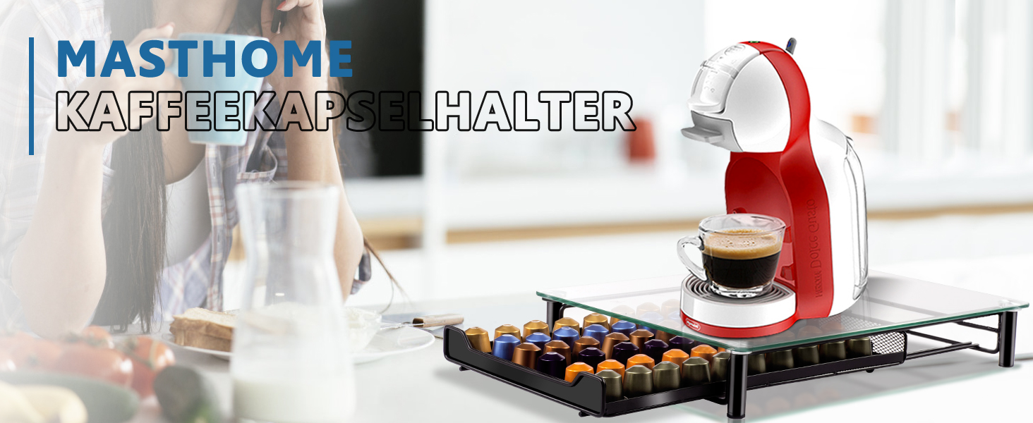 Підставка для капсул Nespresso Masthome, 60 капсул, скло, з серветкою для чищення