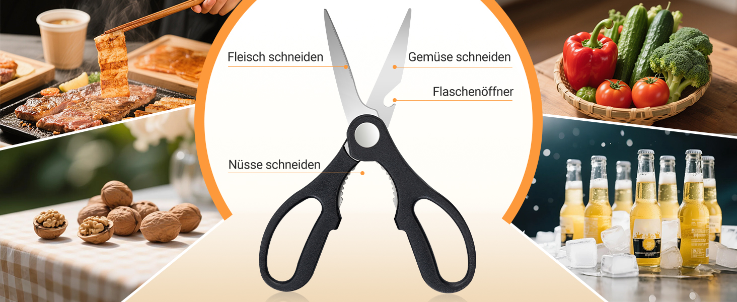 Набір ножів Makfoner 6 шт. з знімним бруском: кухонні ножі Сантоку, для хліба, кухонні, для чищення, універсальні, ножиці, з нержавіючої сталі, білий