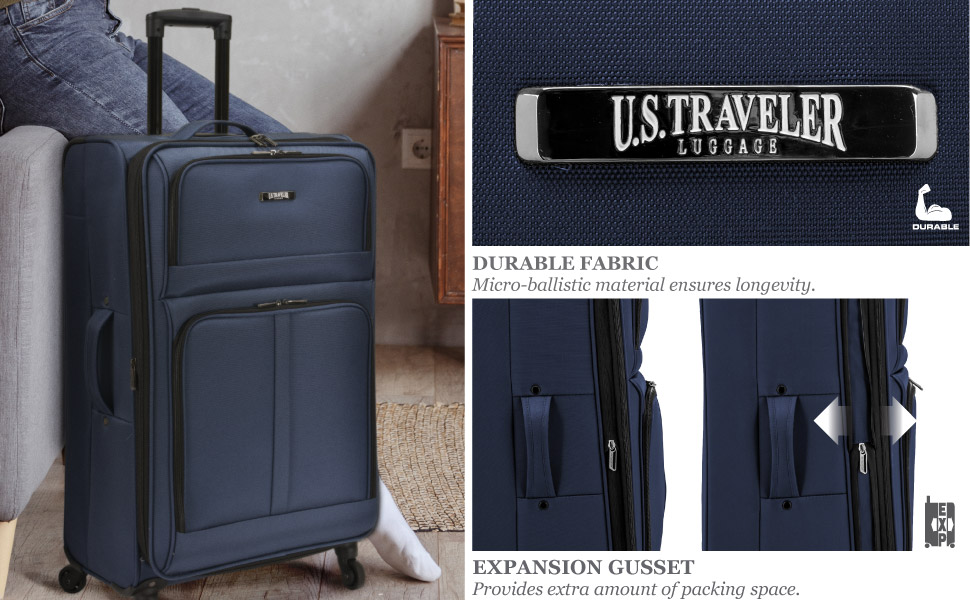 Чемодан U.S. Traveler Anzio Softside Розширюваний Spinner, 22 дюйми, блакитно-зелений