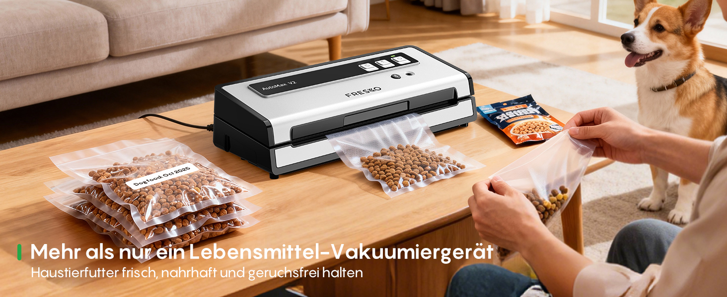 Вакууматор FRESKO Automax V2, автоматичний вакууматор для продуктів 140 Вт, подвійний гарячий шов, режими «сухий/вологий», чорний