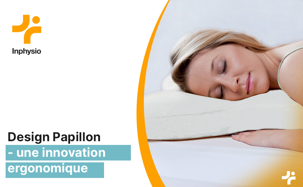 Дитяча подушка Inphysio з Memory Foam: бамбукова тканина, ергономічна підтримка шиї, 50x30x5,5 см (білий - метелик)