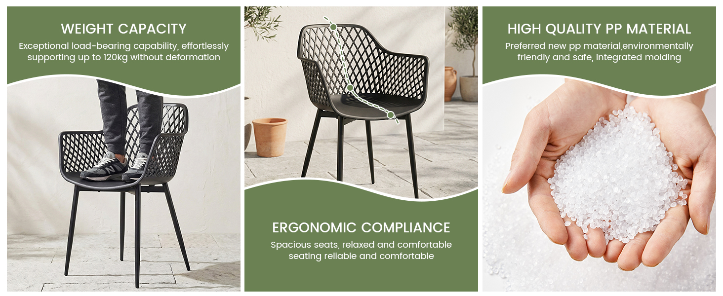 Набір садових стільців для відпочинку на терасі та балконі, чорний (8 шт.)