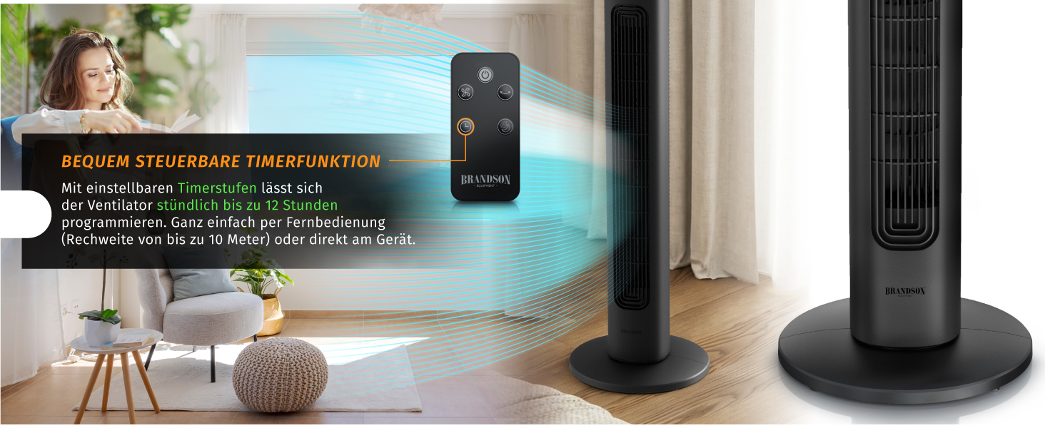 Вентилятор підлоговий Brandson з LED дисплеєм та пультом дистанційного керування. Тихий, 3 швидкості, обертання. Переможець тесту 2026