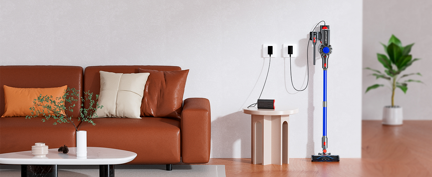 Бездротовий акумуляторний пилосос V15: 50 хвилин роботи, 40KPA, 450W, LED, для видалення шерсті тварин, темно-синій