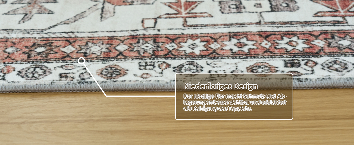 Вінтажний килимок OMERAI Boho 160x230см, короткий ворс, можна прати, східний стиль, помаранчевий, 80x150см