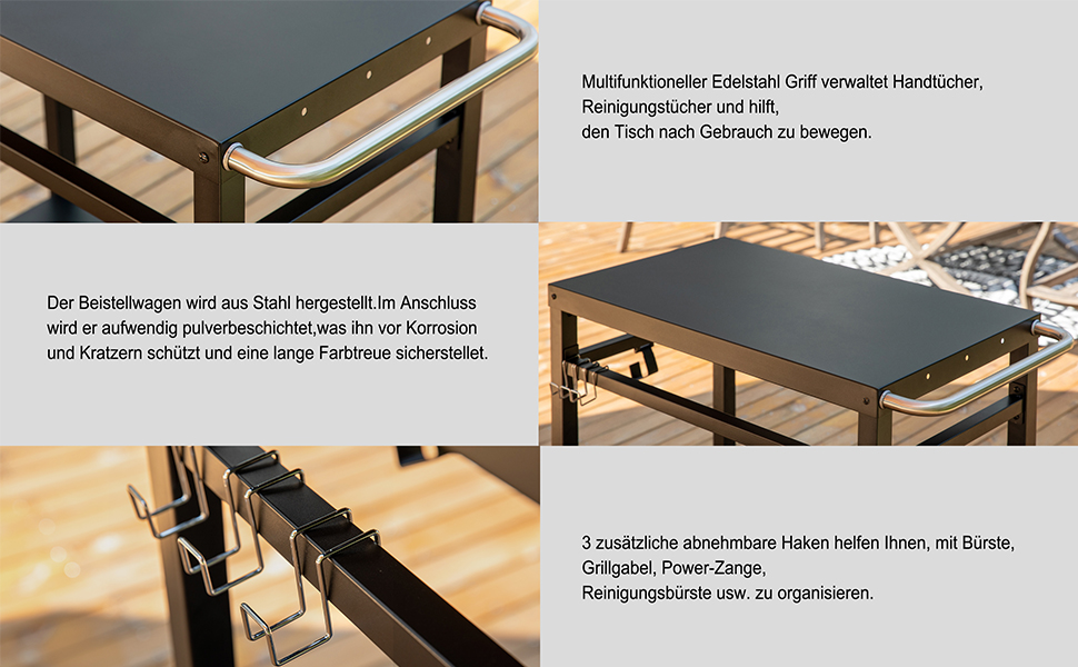 Royal Gourmet Grillwagen: Робочий стіл-гриль для барбекю на вулиці, 85x50 см, чорний