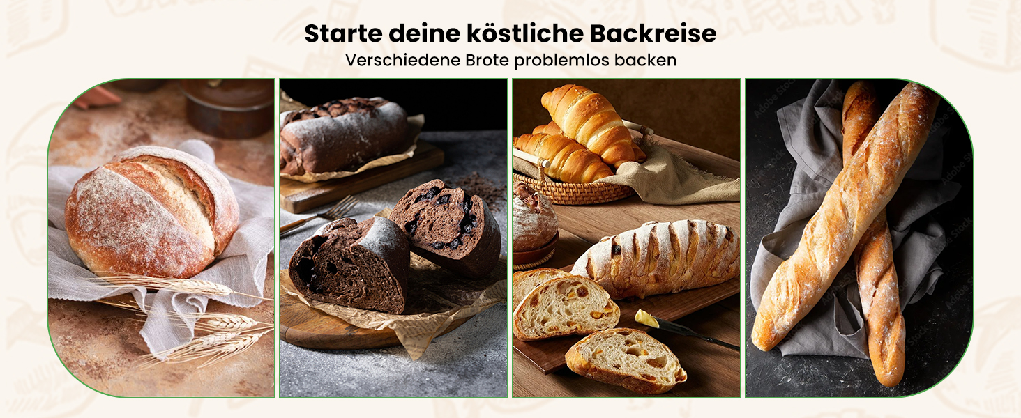 Набір для закваски GEEKHOM: 14 предметів для випікання хліба (заквасочний кошик круглий та овальний, склотара 650 мл, скребок для тіста)