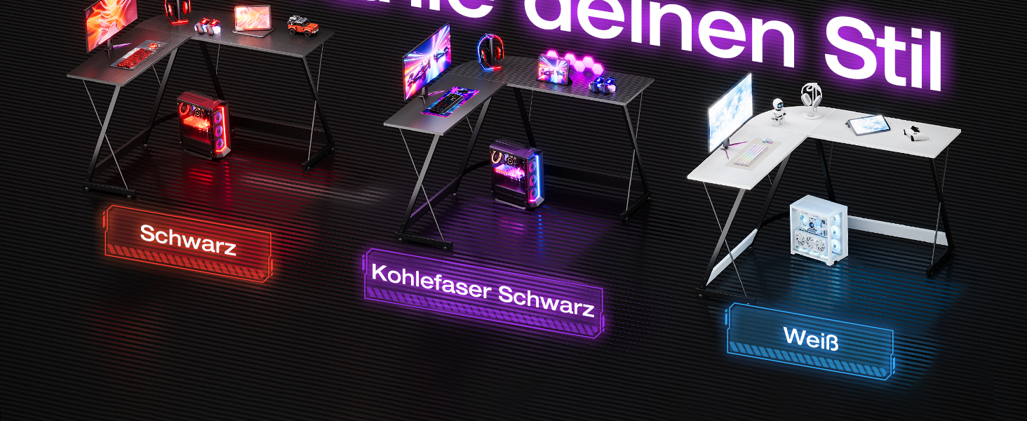 Ігровий стіл ODK, 120x120 см, L-подібний, для дому та офісу, чорний