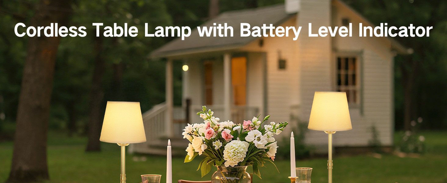 OUTON Настільна лампа бездротова, 2 шт. – диммування, 3 кольори світла, 4000mAh, USB-C, 60 год роботи, золота для спальні, вітальні, їдальні