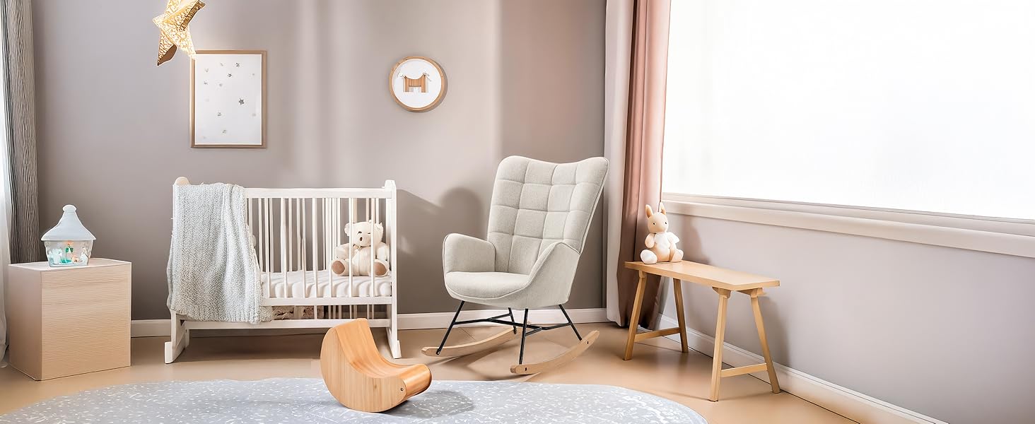 Крісло-гойдалка для вітальні Cosy, бежеве, 68x87x98 см