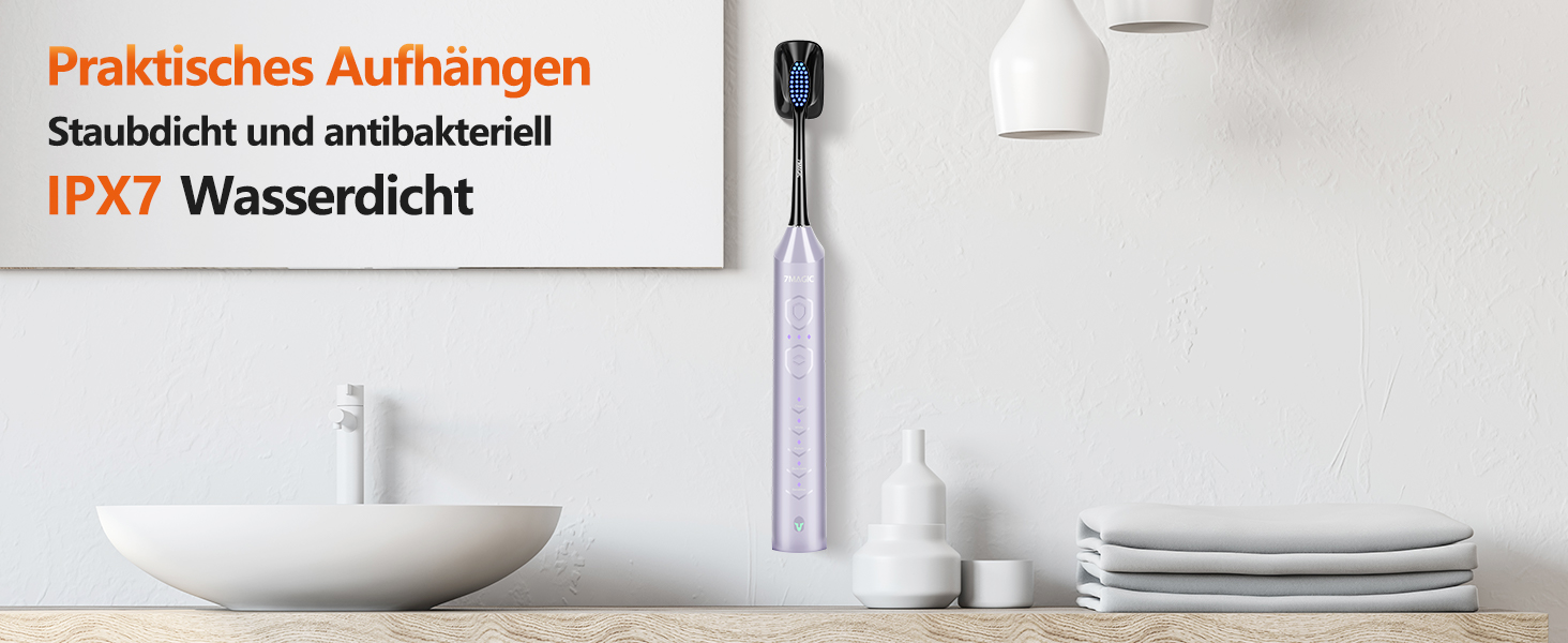 Електрична звукова зубна щітка Ritter з 5 режимами, 40000 VPM, IPX7, акумулятор 90 днів, таймер, блакитна