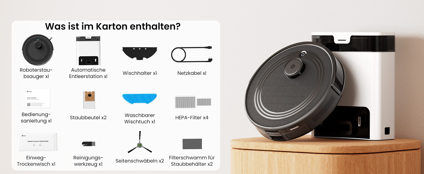 Робот-пилосос LEFANT M330 Pro з функцією миття, 3-в-1, 5000Pa, лазерна навігація, уникнення перешкод PSD, керування через додаток та голосове управління (M2 Pro, чорний)