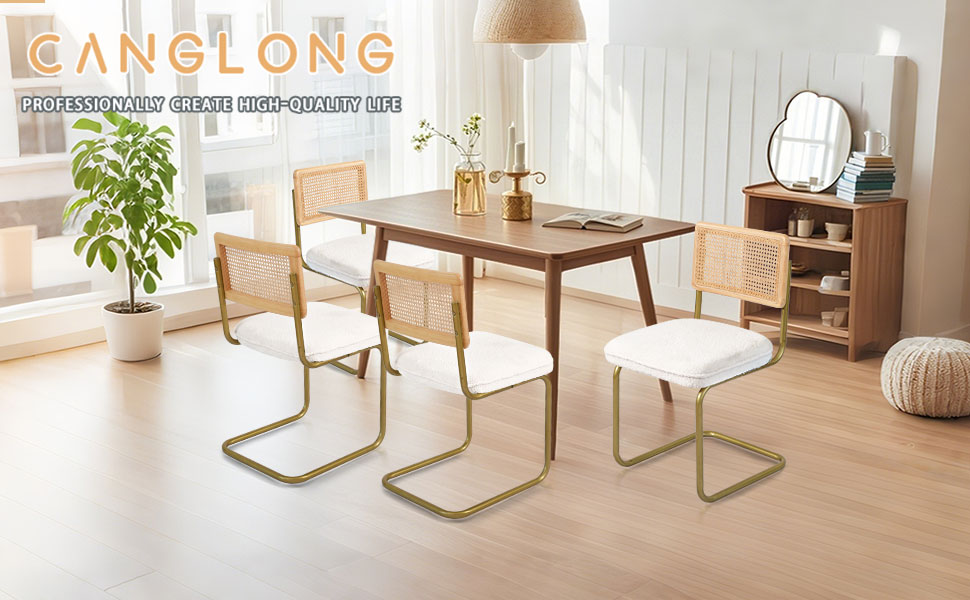 Набір з 2-х м'яких крісел CangLong для вітальні, кухні та їдальні, з масивними дерев'яними ніжками (кремовий)