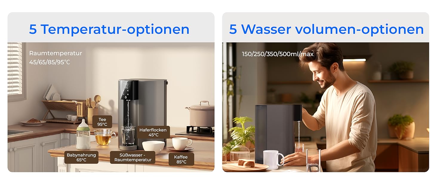 Система зворотного осмосу Waterdrop CoreRO для встановлення на стільницю з миттєвим гарячим водопостачанням, 5 температурних опцій, 6-ступенева фільтрація, 3:1 чиста вода до відпрацювання, зменшує PFAS, без встановлення, WD-C1H