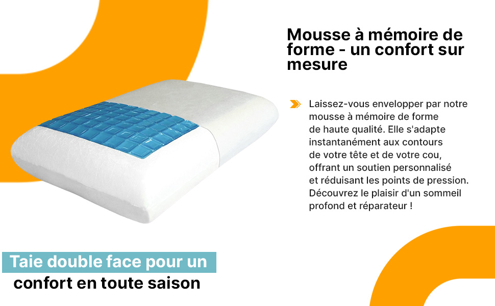 М'яка дитяча подушка Inphysio з Memory Foam - бамбукова тканина, гіпоалергенна - для комфортного сну - ергономічна подушка для шиї - 50 x 30 x 5,5 см (Білий - Comfort Gel)
