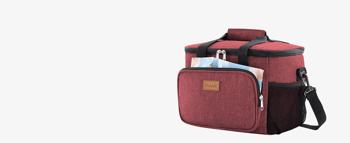 Термосумка-холодильник Lifewit 15л, червоний: сумка для ланчу, пляшок, пляжу, подорожей. Ізольована, водонепроникна, складана