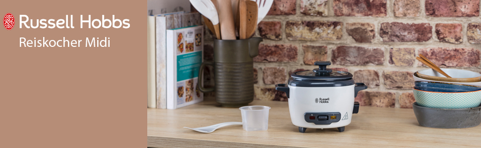 Рисварка електрична Russell Hobbs Mini 0.8л біла: для рису, кіноа, кускусу