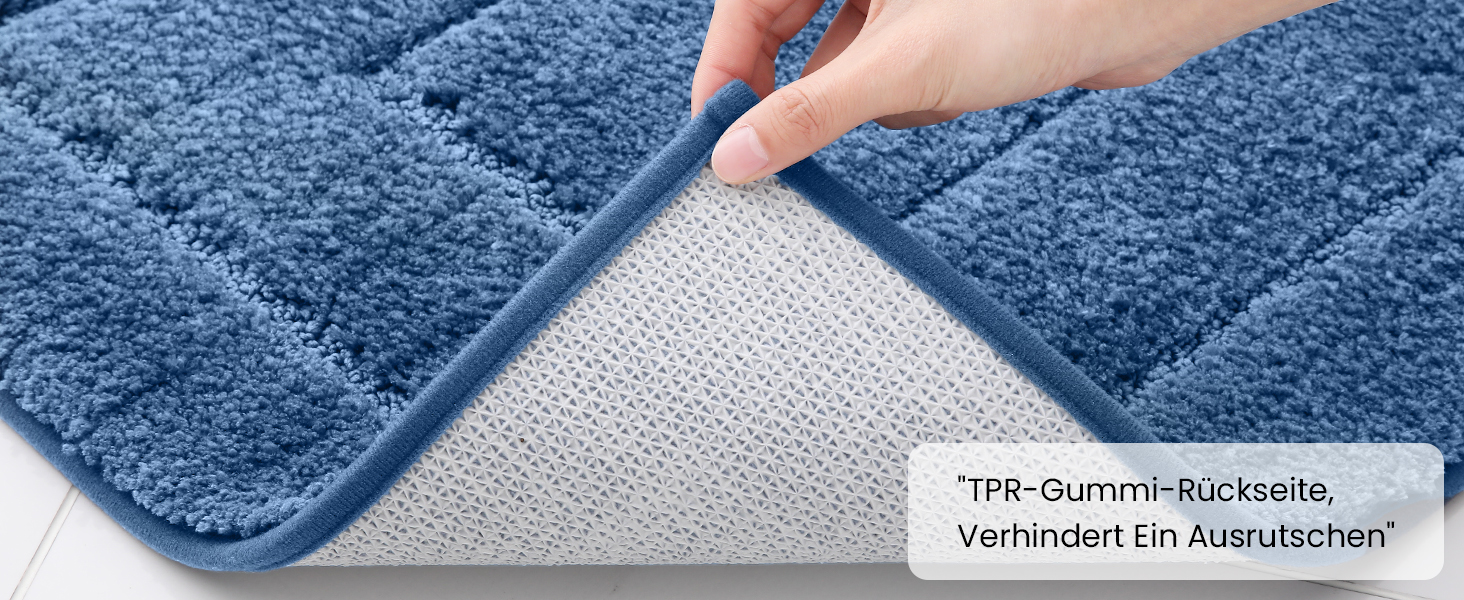 Килимок для ванної кімнати Homaxy з мікрофібри, антиковзний, 60x90 см, Marine Blau