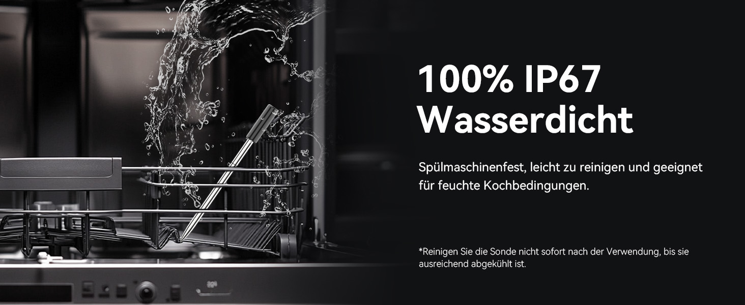 Бездротовий термометр для м'яса з Wi-Fi та Bluetooth, моніторинг через додаток, таймер та сповіщення, водонепроникний (IP67) та маслостійкий, для BBQ, духовки, гриля, кухні MMP1