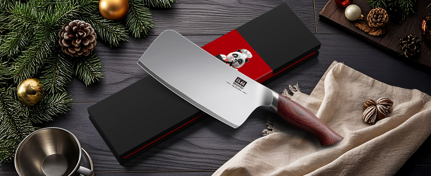 SHAN ZU Profi кухонний ніж 18 см - японський кухонний ніж з високоякісної сталі 10Cr15Mov, 12° заточка, ергономічна ручка Pakkaholz - для м'яса, овочів, риби (ніж для рубання)