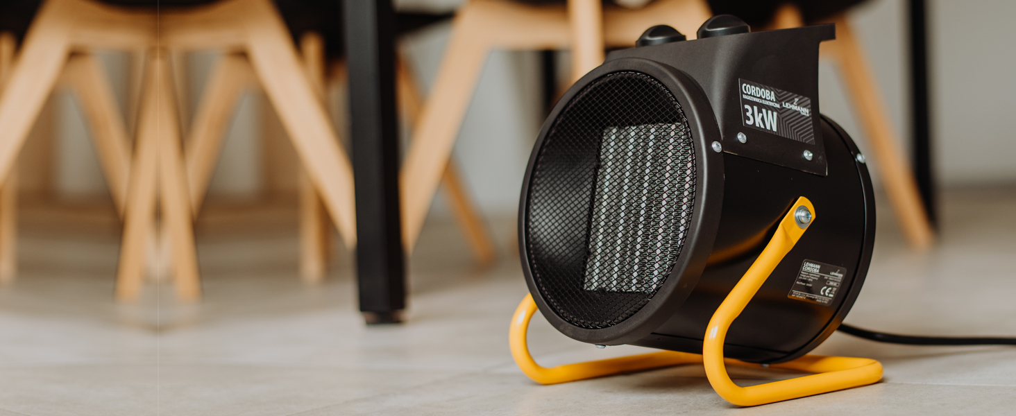 Електричний обігрівач-вентилятор Lehmann Thermoventilator | 3000 Вт | 3 режими | термостат | нахил | ручка для перенесення | для невеликих приміщень