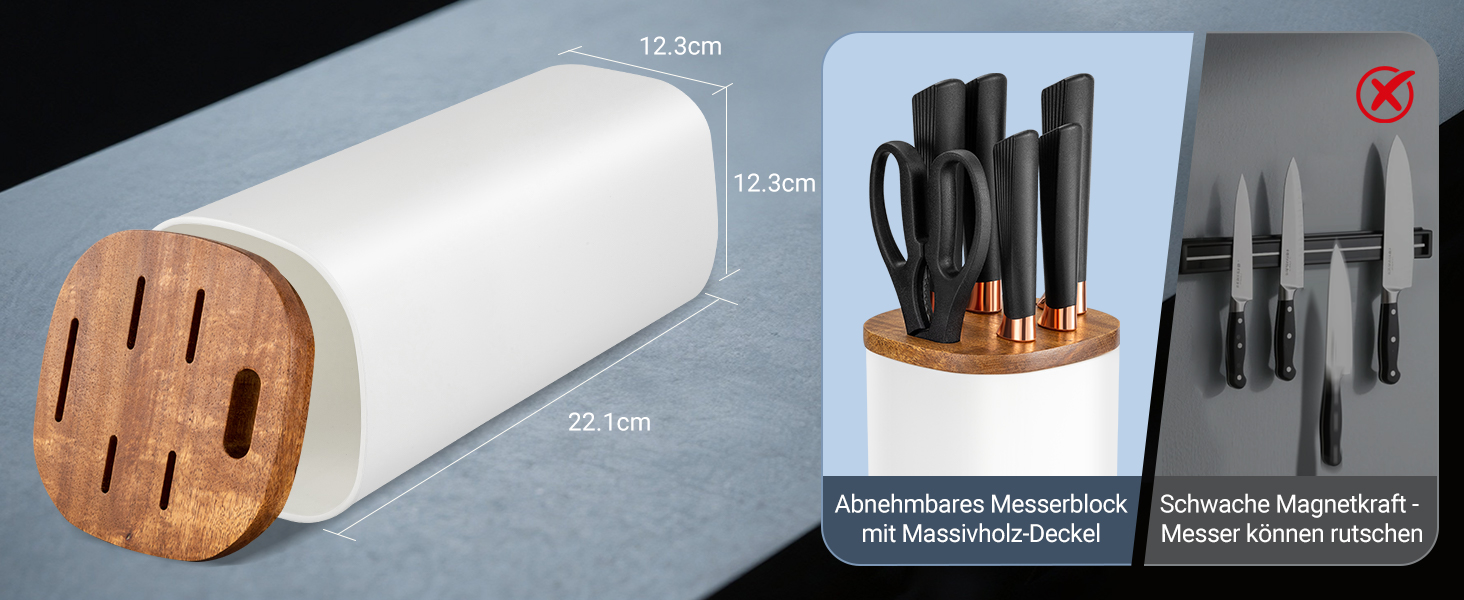 Набір ножів Makfoner 6 шт. з знімним бруском: кухонні ножі Сантоку, для хліба, кухонні, для чищення, універсальні, ножиці, з нержавіючої сталі, білий