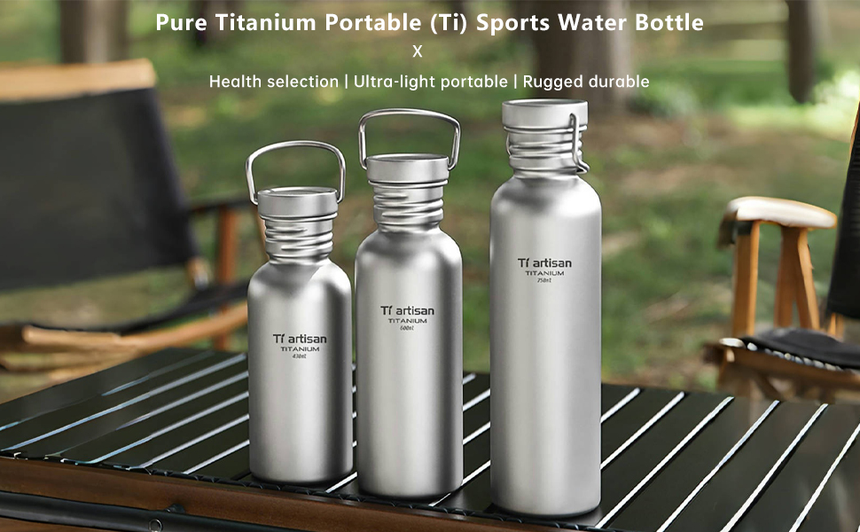 Титанова пляшка для води Ti Artisan Titan-Trinkflasche 750 мл: спортивна, легка, герметична для кемпінгу, хайкінгу, велоспорту