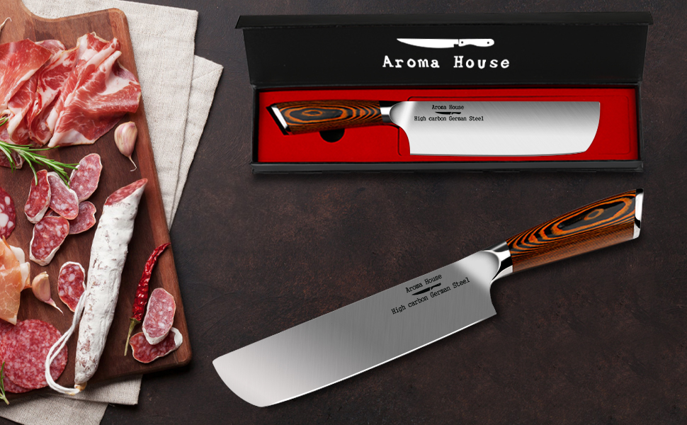 Японський ніж Nakiri 7 дюймів: професійний кухонний ніж для овочів з нержавіючої сталі з високим вмістом вуглецю