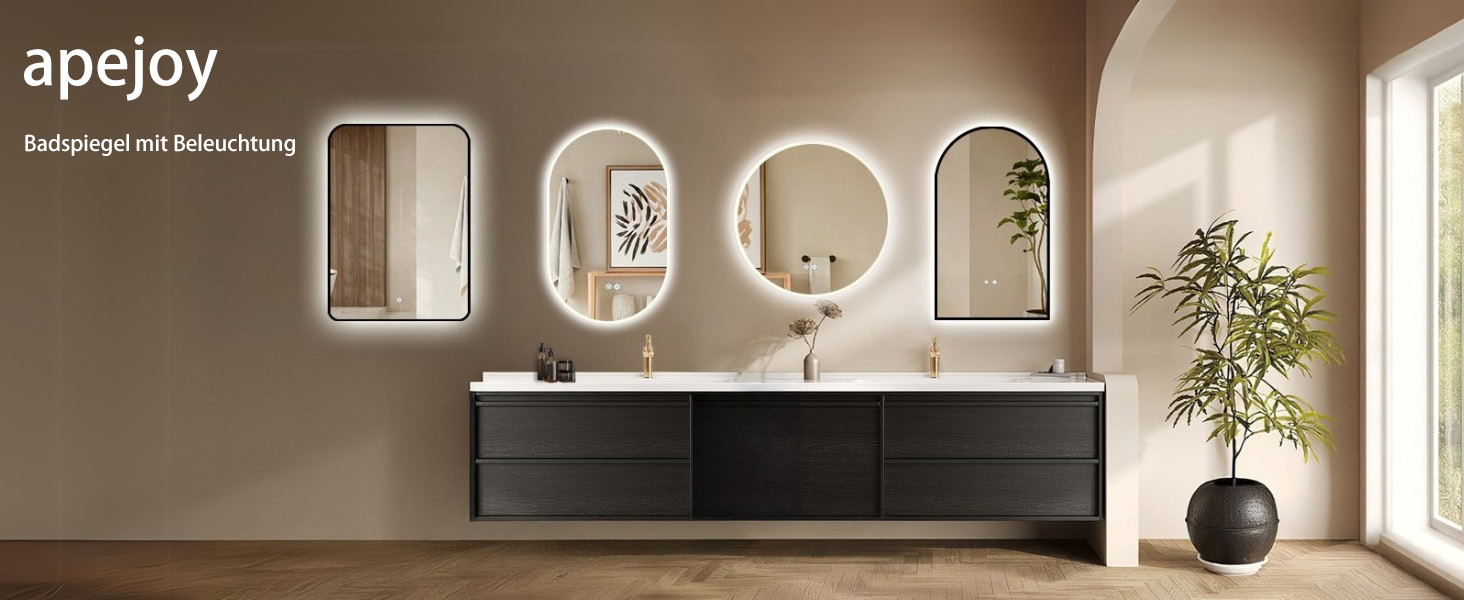 Дзеркало для ванної кімнати овальне з підсвічуванням 75x45 см, LED, сенсорне керування, зміна кольору світла (тепле/холодне/нейтральне)