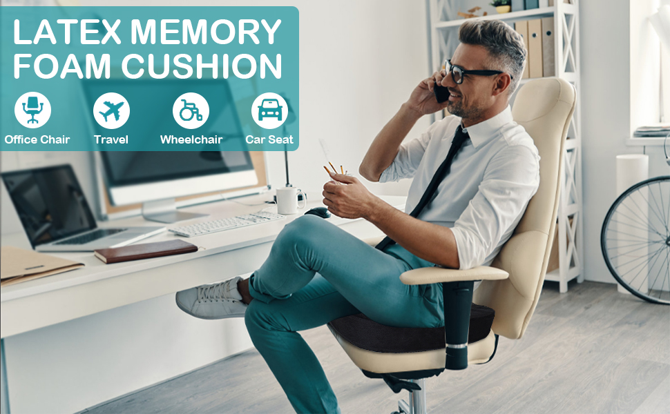 Ортопедична подушка для сидіння Memory Foam для стільця, авто, офісу, дому - HomDSim, чорна