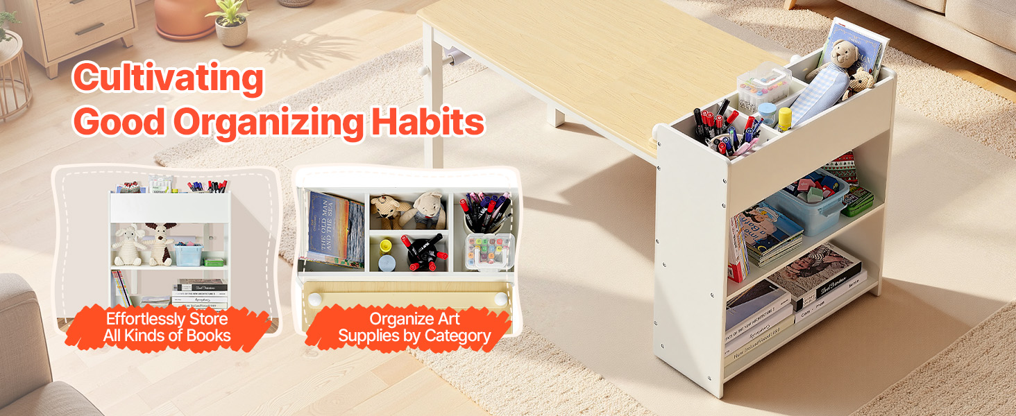 Дитячий стіл VEVOR з 2 стільцями та шафкою 3 ящики, набір для малювання, читання, письма, ігор, дитяча кімната, дитячий садок, білий + натуральне дерево, сучасний дизайн