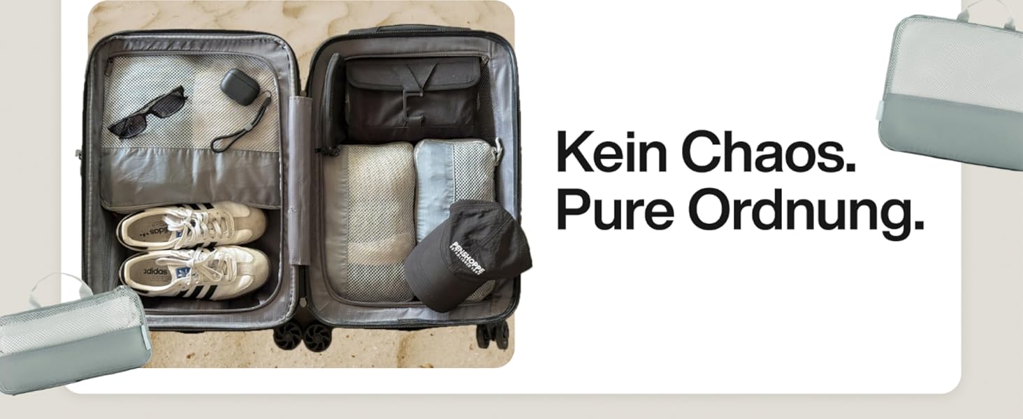 Набір компресійних органайзерів для одягу TRAVEL DUDE (7 предметів), дорожні пакувальні куби з переробленого пластику для валізи та рюкзака, темно-зелений