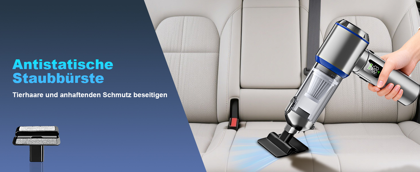 Акумуляторний ручний пилосос 4-в-1 для авто та дому 32000PA, безщітковий мотор, LCD-дисплей