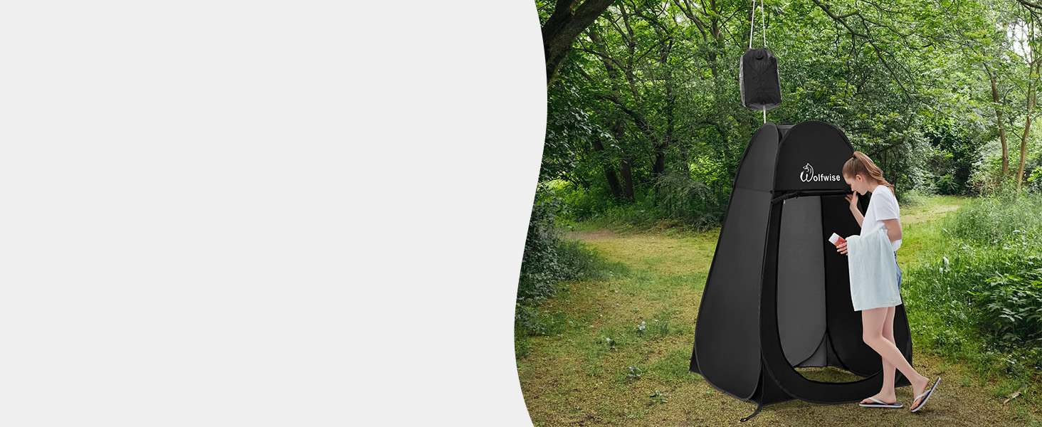 Намет для душу WolfWise Pop-Up – для кемпінгу, пляжу, відпочинку на природі, 190 см, чорний/зелений/синій