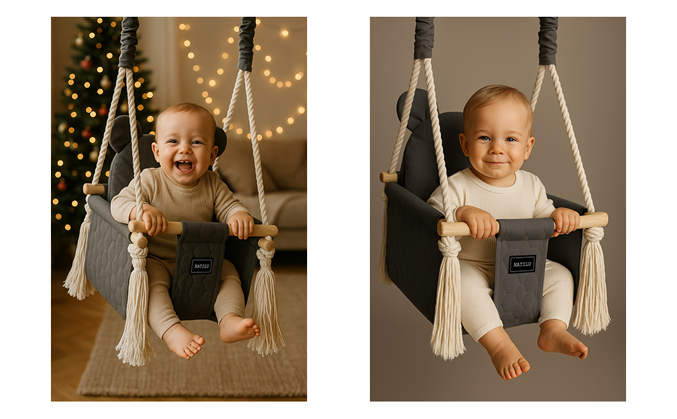 Дитяча гойдалка для дому та вулиці Bär Light Velvet | Дерев'яна гойдалка для дітей | Гойдалка для дверного отвору