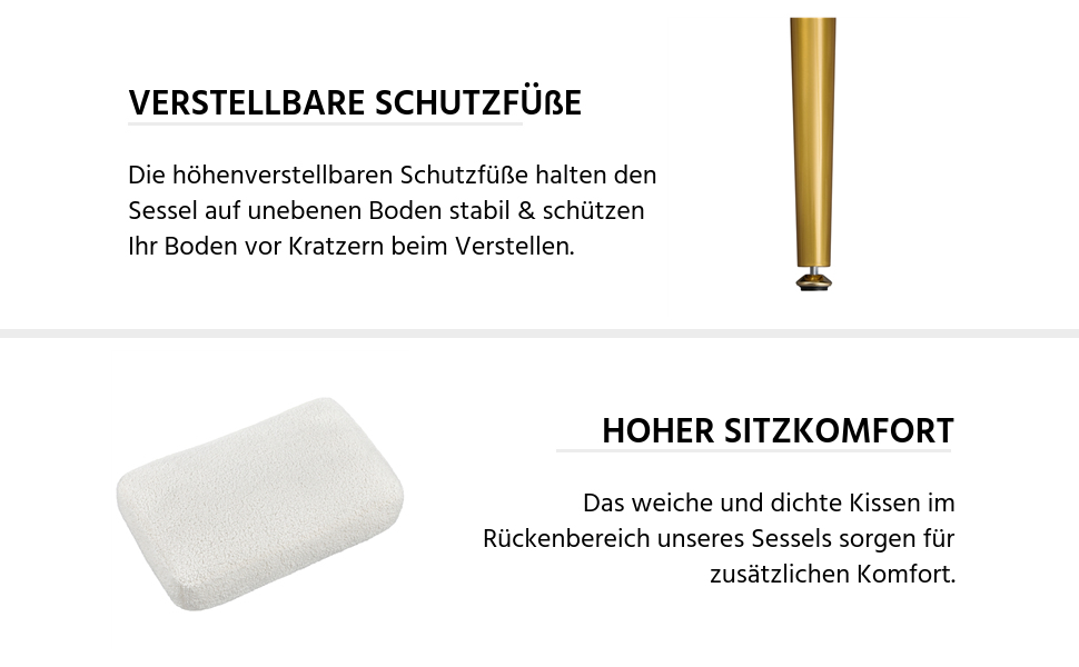 Крісло Yaheetech з тканини букле, м'яке, з регульованою підголівником, для вітальні/офісу, біле