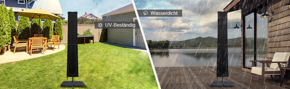 Захисний чохол для парасольки (400см) - водонепроникний, стійкий до УФ, для саду та ринку, чорний