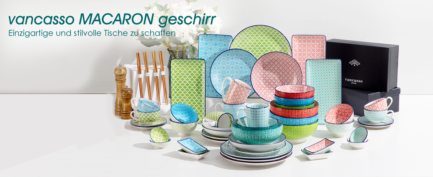 Набір кавовий порцеляновий Vancasso Macaron, 12 предметів, для 4-12 осіб: 12 чашок, 12 підставок, 12 десертних тарілок