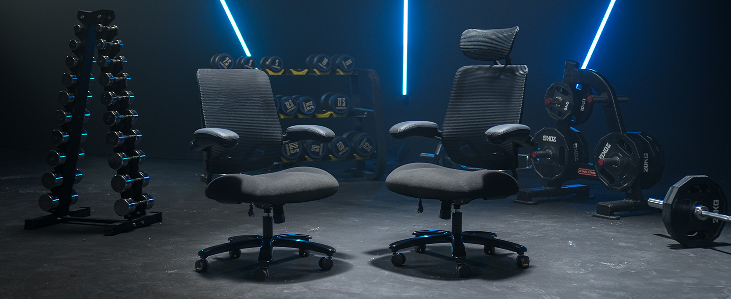 Крісло офісне FLEXISPOT чорне, 227 кг, регульовані підлокітники, для дому/офісу, з товстим сидінням, поворотне, OS2