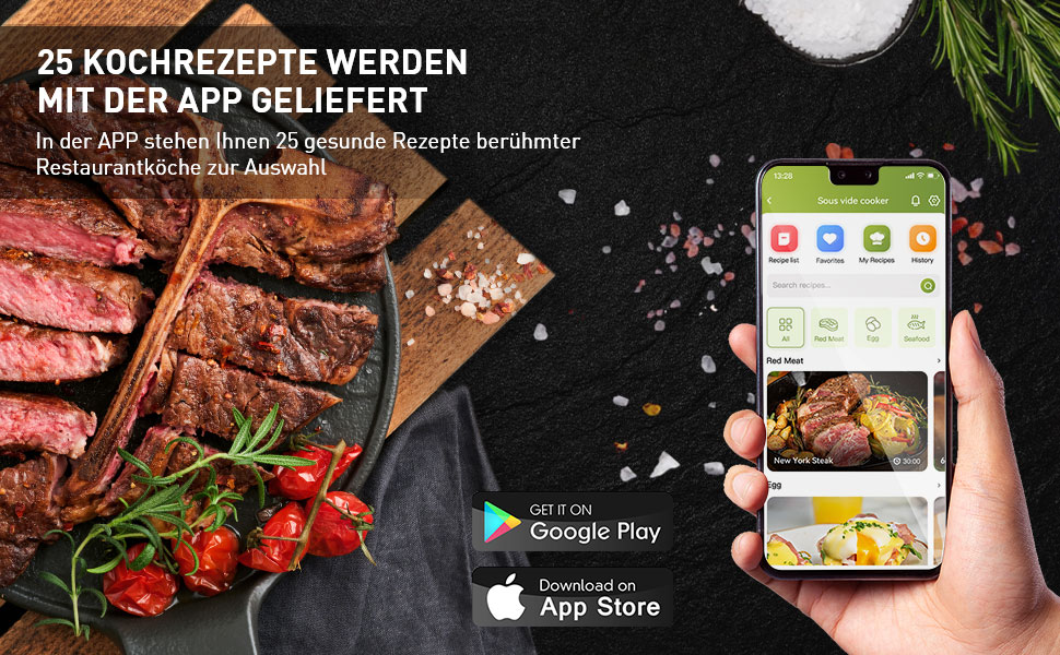 Су-від кухонний прилад KitchenBoss з Wi-Fi: стабільний, прецизійний, тихий, з LED-дисплеєм, IPX7, 1100W, 40°C-90°C