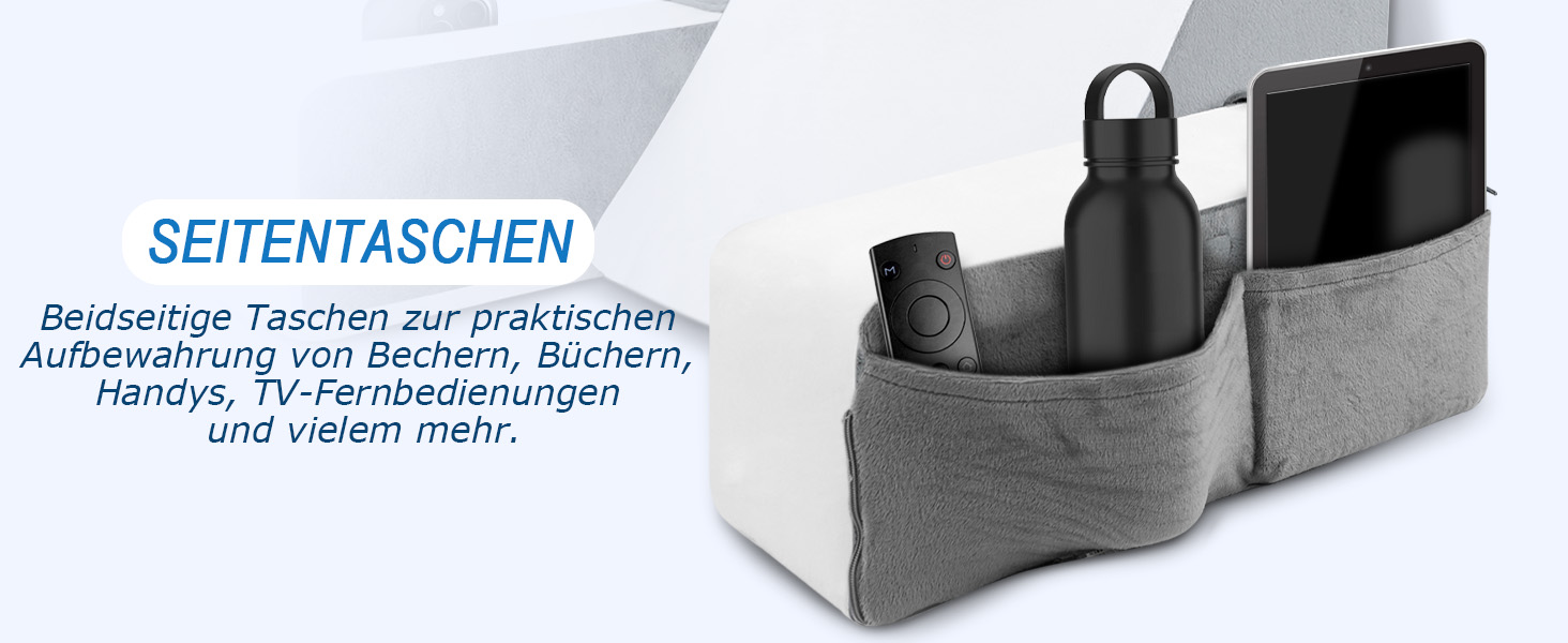 HOMCA Подушка для читання та відпочинку в ліжко та на диван з знімною подушкою для шиї та підлокітником, подушка для спини, настінна подушка, багатофункціональна подушка-клиновид для читання, роботи та перегляду телевізора (36x40x48 см)