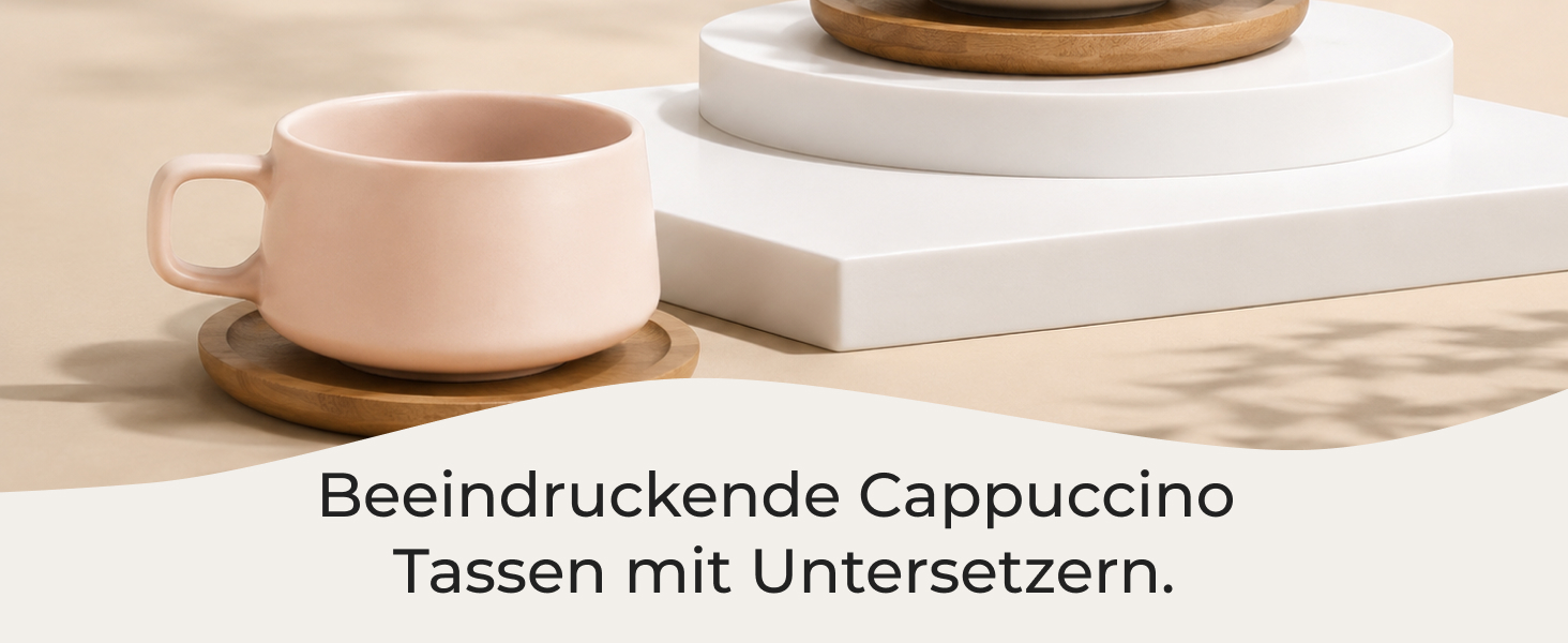 Набір керамічних чашок для капучино MIAMIO Luxe (4 шт по 280 мл), колір Cream Rose