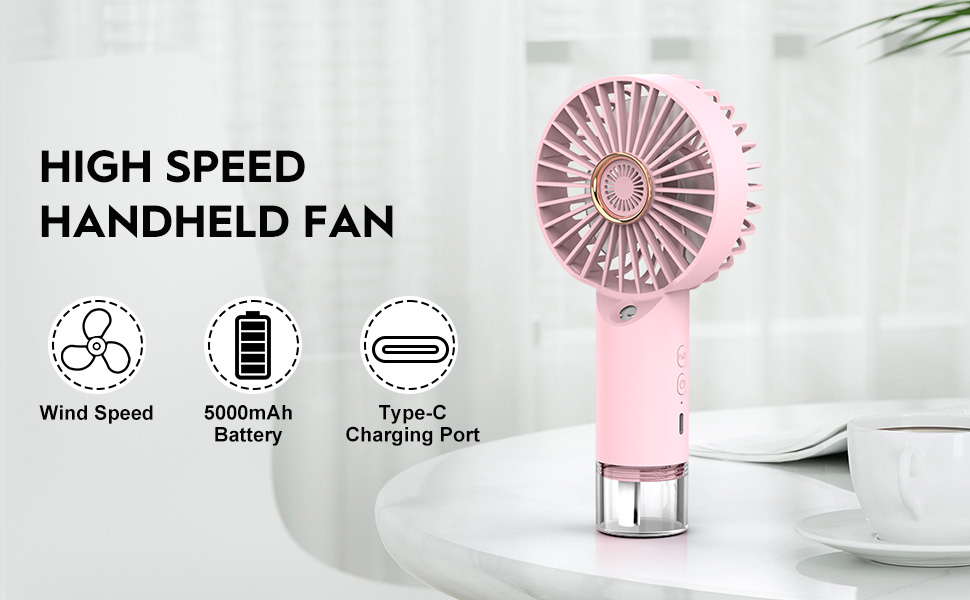 Вентилятор настільний USB-C портативний рожевий Turbo Cooling для дому, офісу, кемпінгу. Безшумний вентилятор на стіл