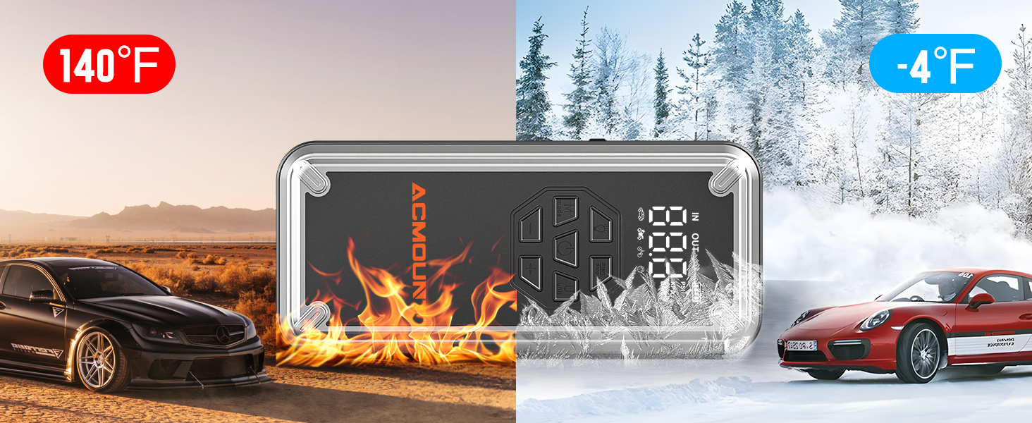 Powerbank для авто Acmount Starthilfe з компресором, 7000A, 150PSI, LCD, LED, для бензинових та дизельних авто (до 9L/8L)