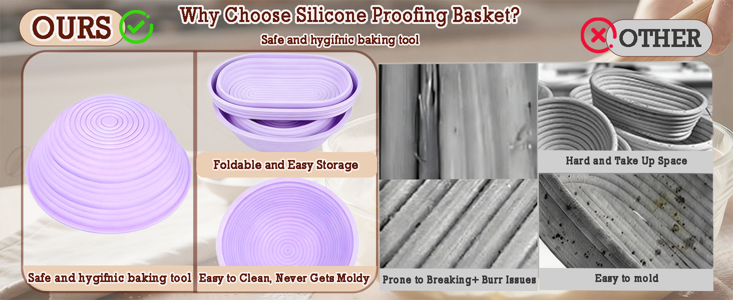 Набір для закваски Sauerteig: 650 мл скляний контейнер для бродіння, силіконові корзини для бродіння (круглі та овальні), 30-ти елементний набір для випікання хліба, легко миється та зберігається. Ідеальний подарунок для початківців та досвідчених пекарів.