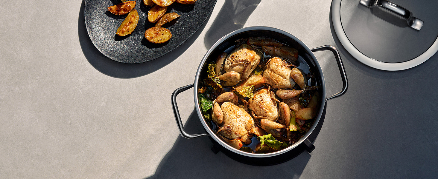 Набір каструль WMF Fusiontec Mineral Pro, 4 шт., індукційні, нержавіюча сталь, Mango Yellow, Made in Germany